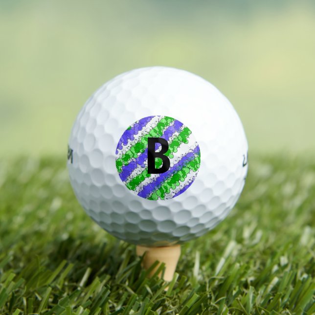 Blue and Green Splatter Distressed Golf Balls (Insitu Tee)