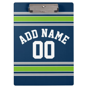 Blue and Green Sports Jersey Custom Name Number Clipboard