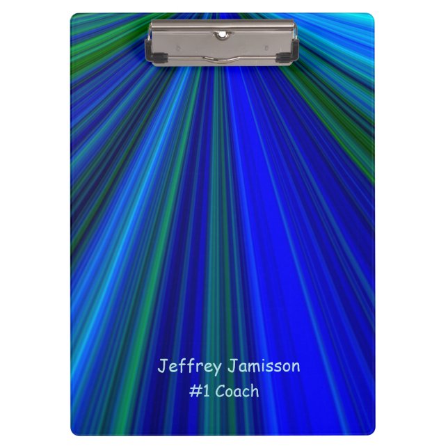 Blue and Green Starburst, #1 Coach, Best Teacher Clipboard (Front)