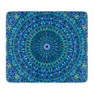 Blue and Green Stone Garden Mandala Cutting Board