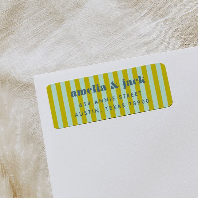 Blue and Green Stripe Bright Bold Return Address Label (Blue and Green Stripe Bright Bold Return Address Label)