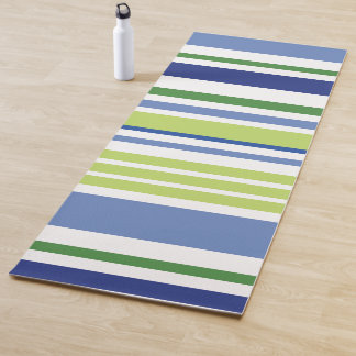 Blue and Green Stripe Yoga Mat