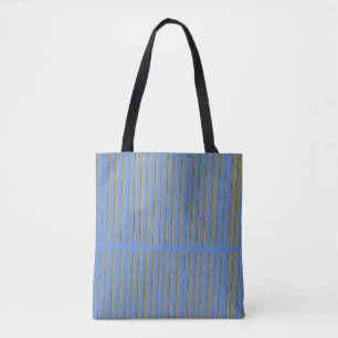 Blue and Green Striped Pattern Tote Bag