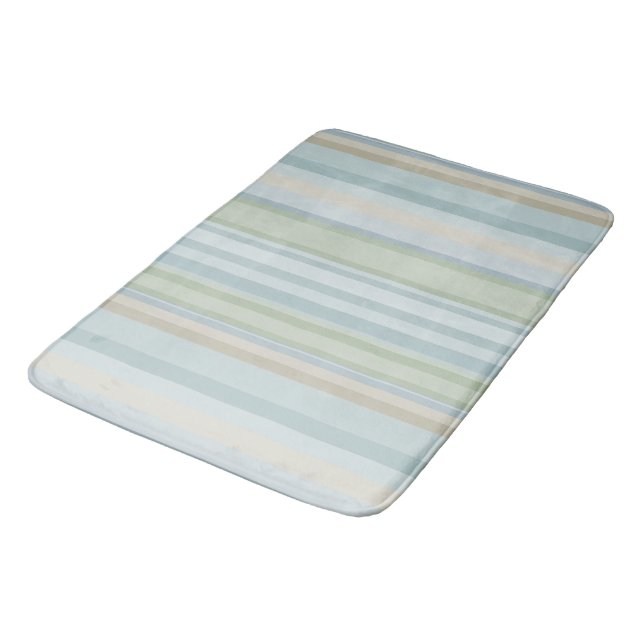 blue and green stripes bath mat (Angled)