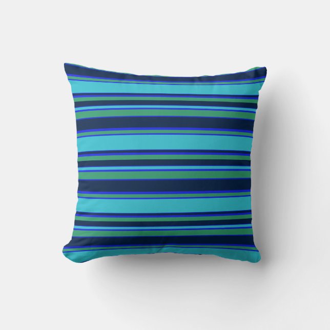 Blue and green stripes cushion (Front)