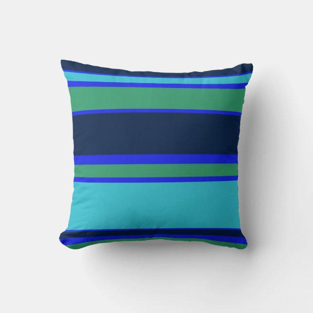 Blue and green stripes cushion (Front)