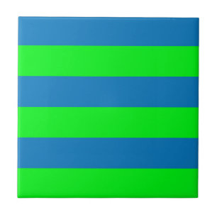 Blue and Green Stripes Design Ceramic Tile