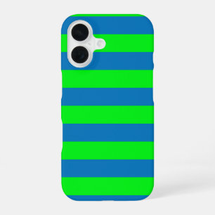 Blue and Green Stripes Design iPhone 16 Case