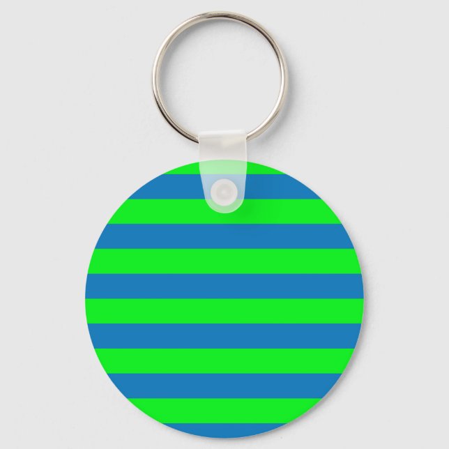 Blue and Green Stripes Design Key Ring (Front)