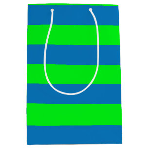 Blue and Green Stripes Design Medium Gift Bag