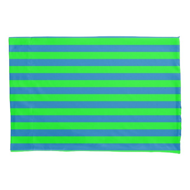 Blue and Green Stripes Design Pillowcase (Front)