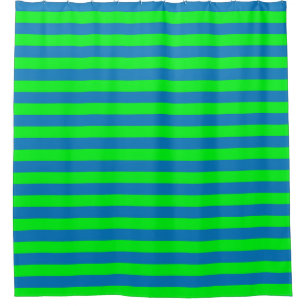 Blue and Green Stripes Design Shower Curtain