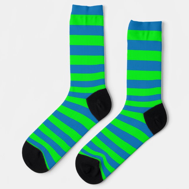 Blue and Green Stripes Design Socks (Left)