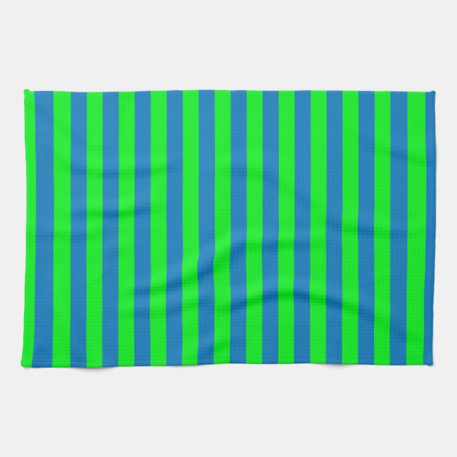 Blue and Green Stripes Design Tea Towel (Horizontal)