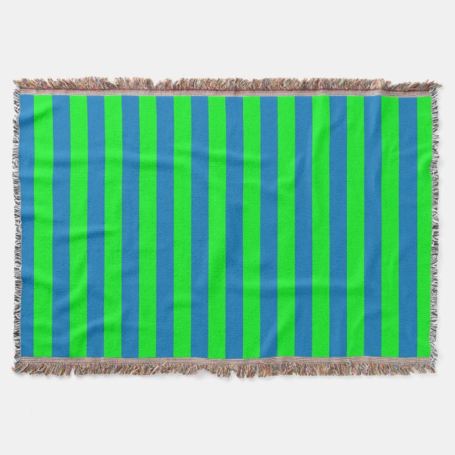 Blue and Green Stripes Design Throw Blanket (Front)