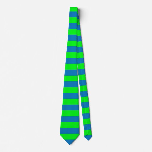Blue and Green Stripes Design Tie (Front)