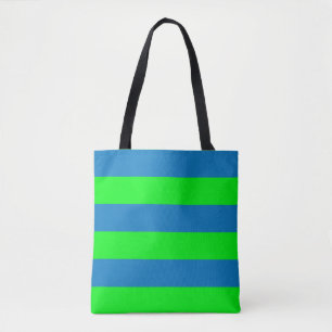 Blue and Green Stripes Design Tote Bag
