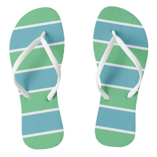 Blue and Green Stripes Flip Flops