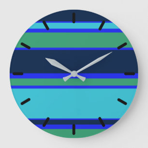 Blue and green stripes large clock