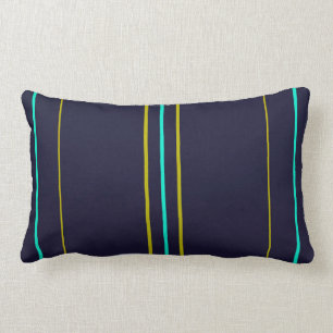Blue and green stripes on indigo lumbar cushion
