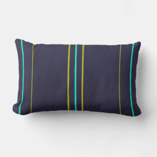 Blue and green stripes on indigo outdoor cushion