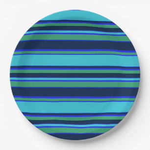 Blue and green stripes paper plate