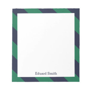 Blue and Green Stripes Personalised Notepad