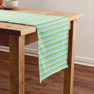 Blue and Green Stripes  Short Table Runner