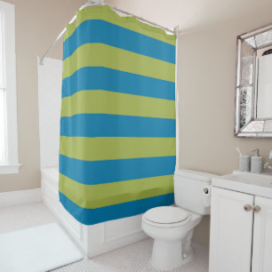 Blue and Green Stripes Shower Curtain