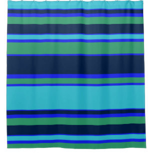 Blue and green stripes shower curtain