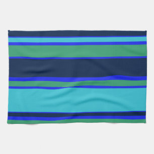 Blue and green stripes tea towel