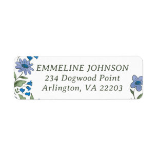 Blue and Green Sweet Country Floral Address Return Address Label