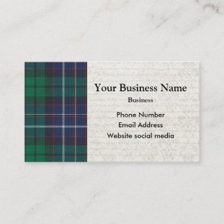 Blue and green tartan plaid business card