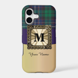Blue and green tartan plaid monogram