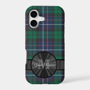 Blue and green tartan plaid monogram