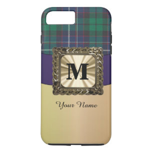 Blue and green tartan plaid monogram iPhone 8 plus/7 plus case