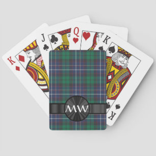 Blue and green tartan plaid playing cards