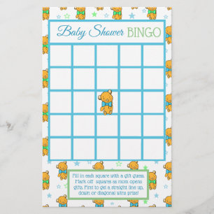 Blue and Green Teddy Bear  Boy baby shower games Flyer