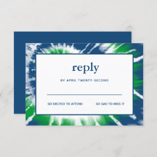 Blue and Green Tie Dye Bar Mitzvah  RSVP Card