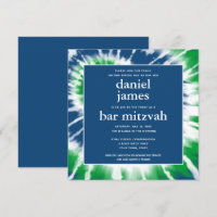 Blue and Green Tie Dye Bar Mitzvah Square