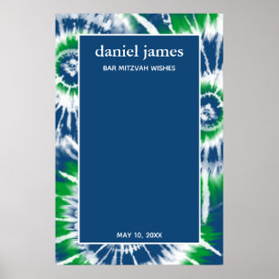 Blue and Green Tie Dye Party Sign in Board