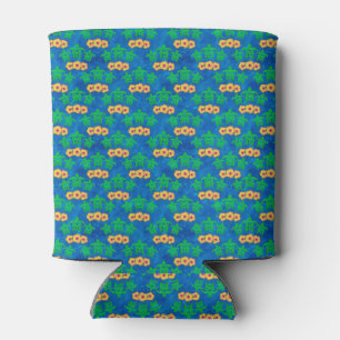 Blue and Green Tribal Green Sea Turtles Can Cooler