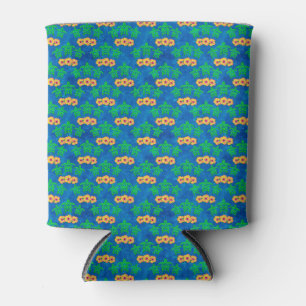 Blue and Green Tribal Green Sea Turtles Can Cooler
