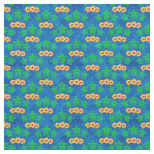 Blue and Green Tribal Green Sea Turtles Fabric