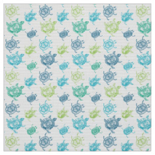 Blue and Green Turtles Fabric
