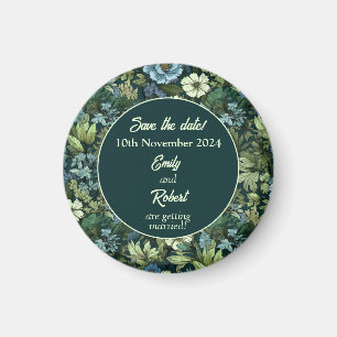 Blue and Green Victorian Wildflowers Romantic  Magnet