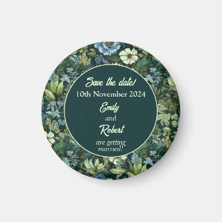 Blue and Green Victorian Wildflowers Romantic  Magnet