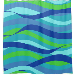 Blue and Green Waves Shower Curtain