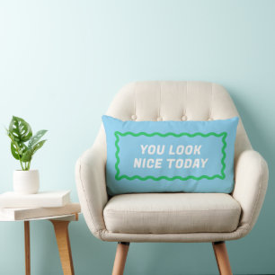 Blue and Green Wavy Frame Compliments Lumbar Cushion