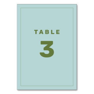 Blue and Green Wes Anderson Inspired Table Number